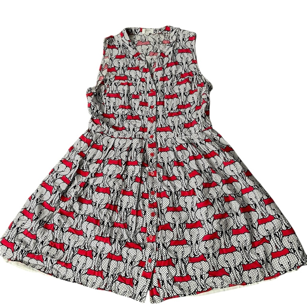 Crown & Ivy Size 12 Elephant Print Button Down Sleeveless Shirt Dress
